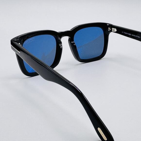 Tom Ford Sunglasses Dax TF751 01V Black Square Frame Blue